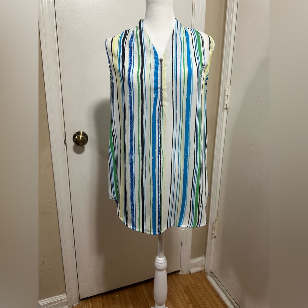 Striped Sleeveless Top with Zipper